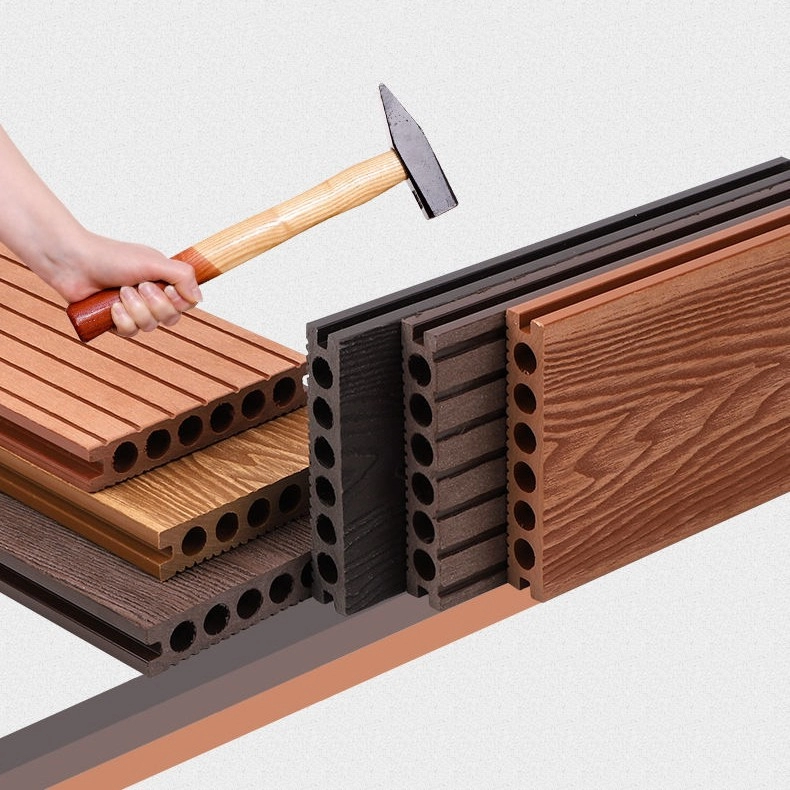 Tercel 140*25mm Non-cracking Custom WPC Outdoor Decking Teak 3D Embossing Wood Grain Composite Decking