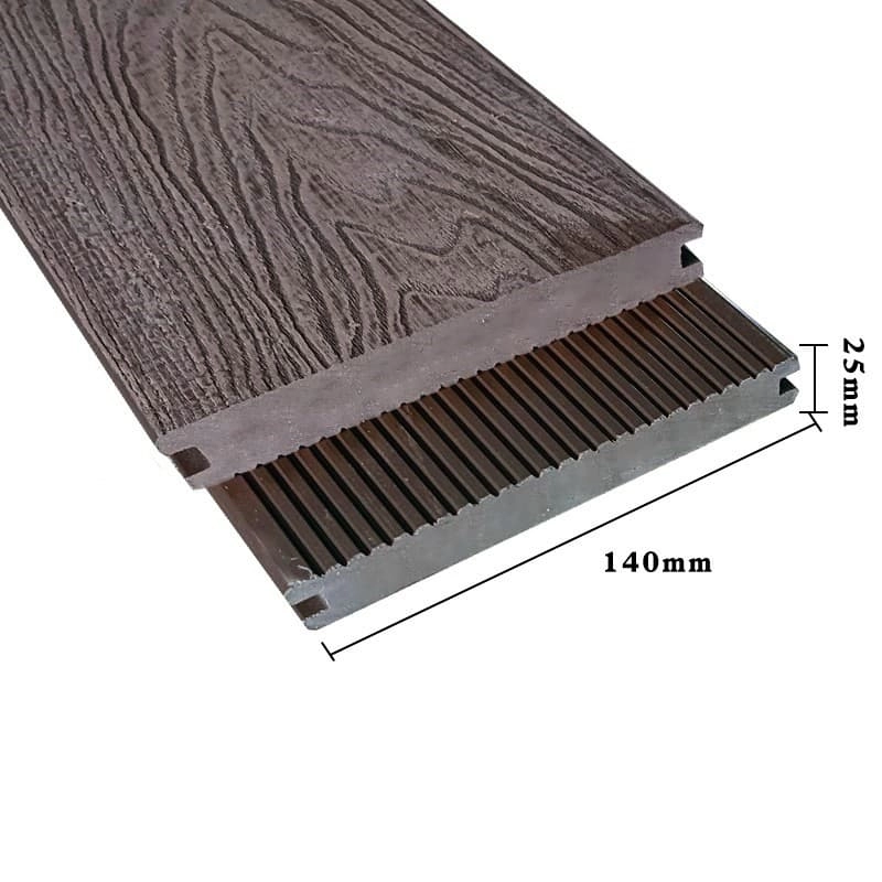Tercel 140*25mm Anti-UV Fireproof Anti-slip 3D Embossing Solid WPC Decking Boards ECO Decking Floors