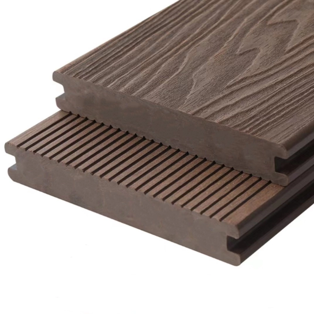 Tercel 140*25mm Anti-UV Fireproof Anti-slip 3D Embossing Solid WPC Decking Boards ECO Decking Floors