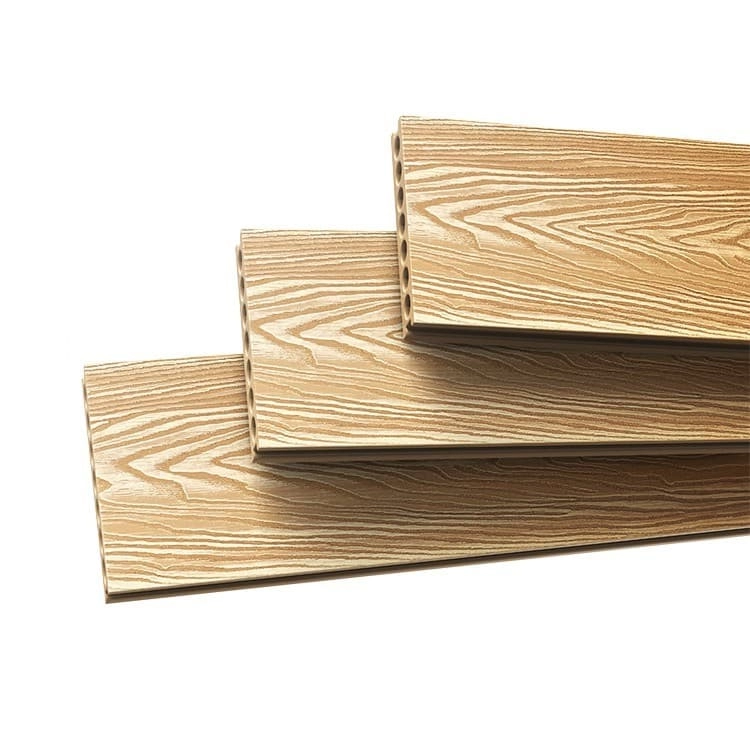 Tercel 140*25mm Non-cracking Custom WPC Outdoor Decking Teak 3D Embossing Wood Grain Composite Decking