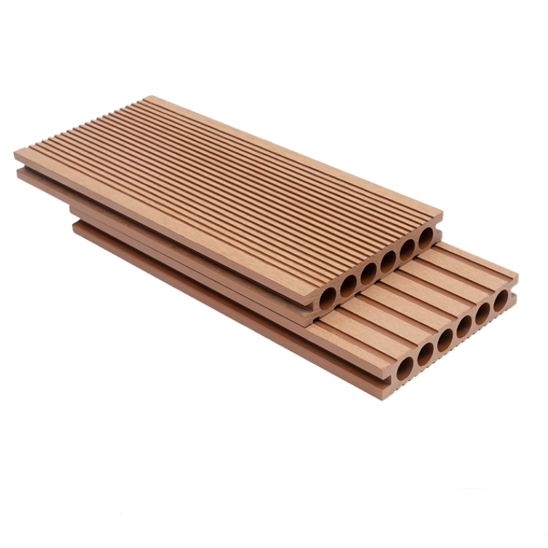 Tercel 140*25mm Skin-friendly Composite Decking Stripe Round Hole Teak WPC Decking Boards