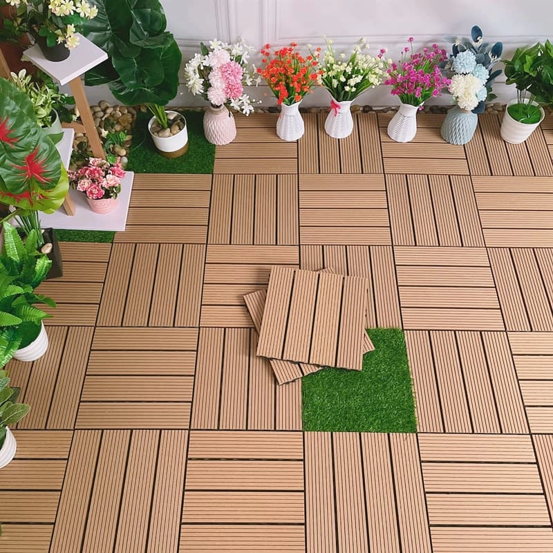 Tercel 300*300*20mm WPC Deck Tiles Patio Tiles Interlocking Deck TilesComposite Decking