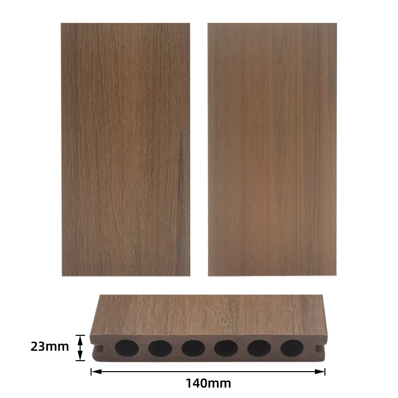 Tercel 140*23mm Barefoot-friendly Co-extrusion WPC Decking Co-extruded Round Hollow WPC Decking Floors