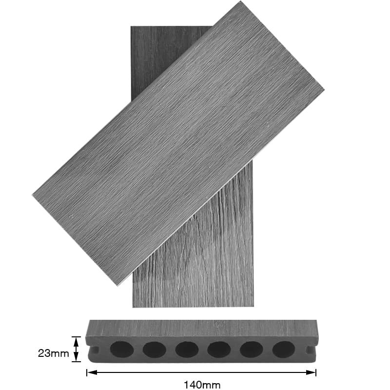 Tercel 140*23mm Distortion-free Anti-termite Round Hollow Co-extrusion Pavimentazione Decking WPC