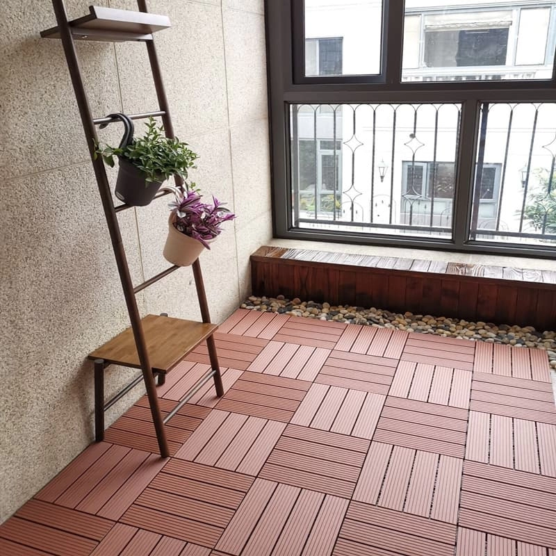 Tercel 300*300*20mm Weather Resistance WPC Interlocking Deck Tiles over Concrete Wood Interlocking Deck Tiles