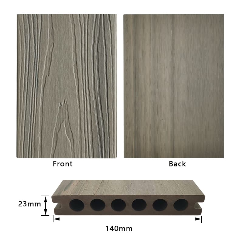 Tercel 140*23mm New Technology Fireproof Co-extrusion Grey Composite Decking WPC Terrace ECO Decking Boards