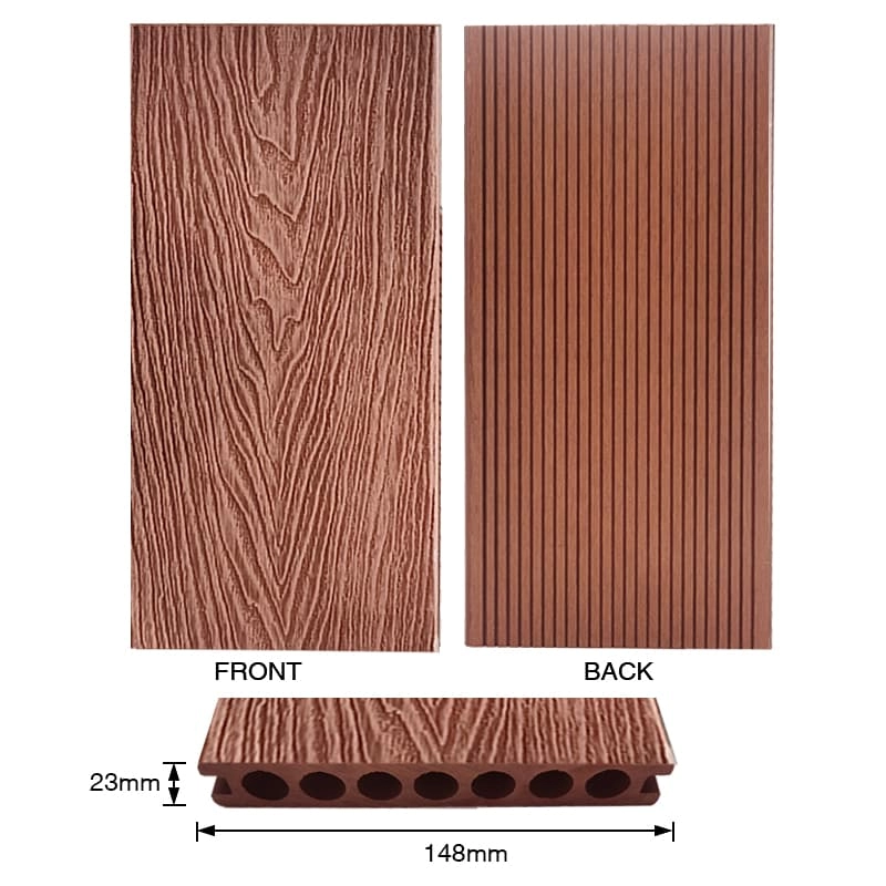 Tercel 148*23mm Eco-friendly Pollution-free Veranda Decking 3D Woodgrain WPC Composite Decking Boards