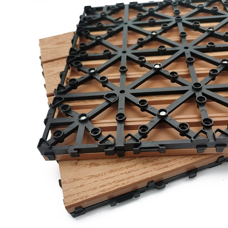 Tercel 300*300*20mm Anti-UV Colorfast Wood Plastic Composite Interlocking Deck Tiles Teak Patio Tiles