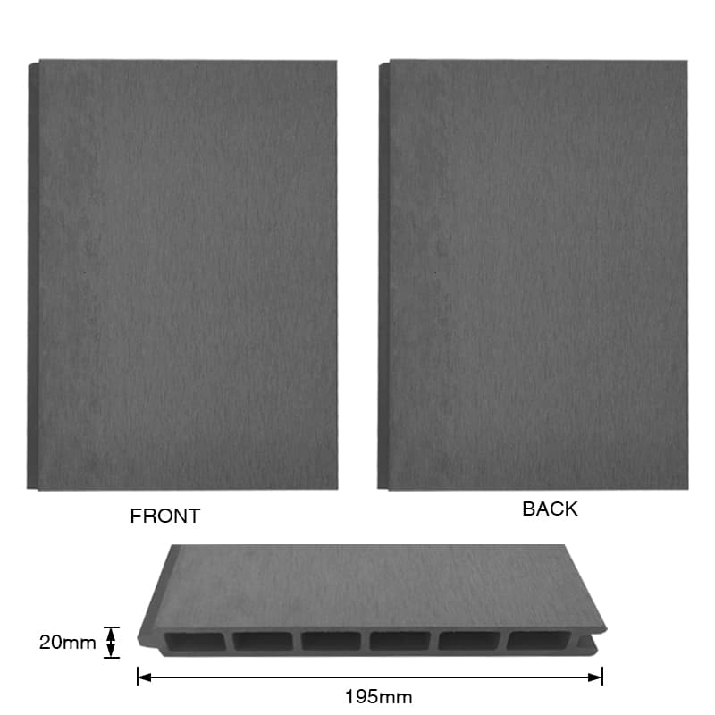 Tercel 195*20mm Customizable Dark Grey Composite Fencing Panels WPC Composite Fencing Boards