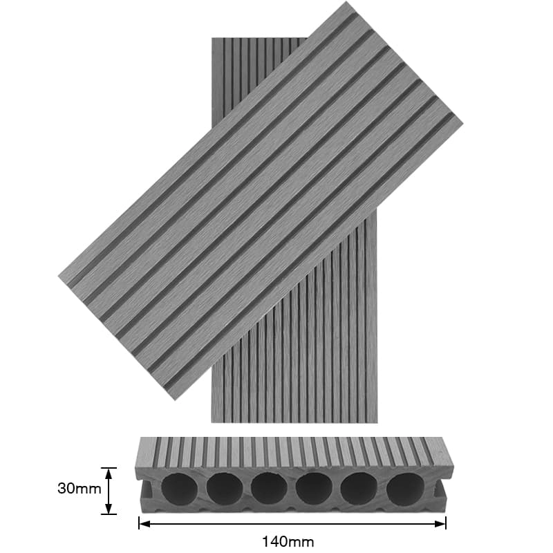 Tercel 140*30 mm Mold-proof Anti-decay Gray Composite Deck Boards Wood Plastic Composite Hollow Decking