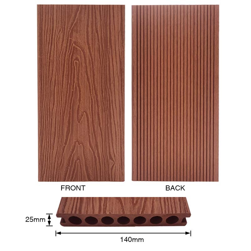 Tercel 140*25mm Long Lifespan 100% Recycled Woodgrain WPC Decking Composite Wood Boards