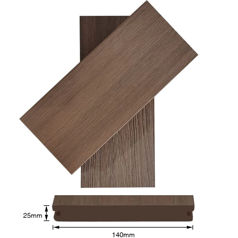 Tercel 140*25mm Durable Long Lifespan Co-extrusion Solid WPC Interlocking Pool Decking Boards
