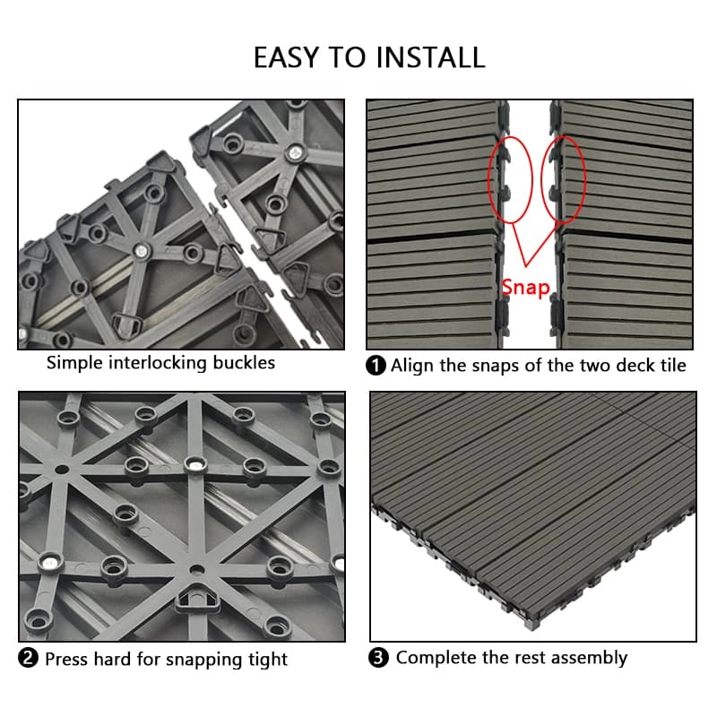 Tercel 300*300*20mm Weather-resistant Anti-worm WPC Interlocking Deck Boards Temporary Decking Over Grass