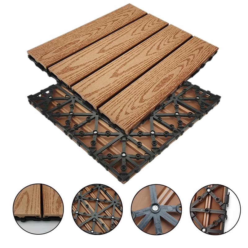 Tercel 300*300*20mm Waterproof Moisture-proof WPC Interlocking Outdoor Tiles Over Grass Deck Tiles on Dirt