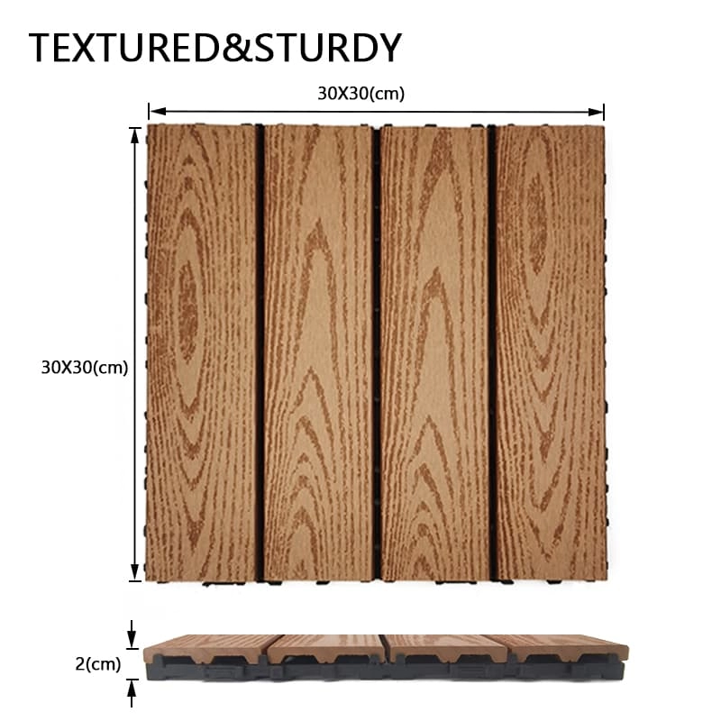 Tercel 300*300*20mm Anti-UV Colorfast Wood Plastic Composite Interlocking Deck Tiles Teak Patio Tiles