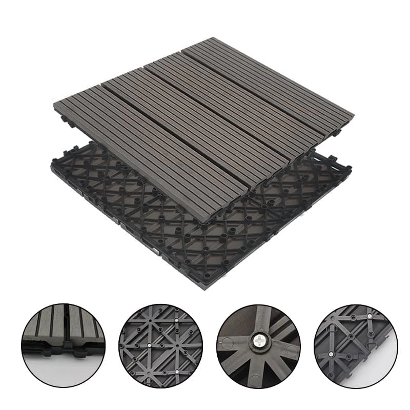Tercel 300*300*20mm Easy to Install DIY WPC Outdoor Tiles for Pool Area Courtyard Casual Deck Tiles