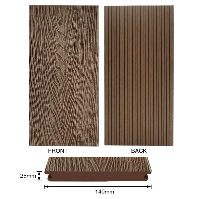 Tercel 140*25mm 100% Recyclable Eco-friendly WPC the Range Decking Anti-slip Composite Decking