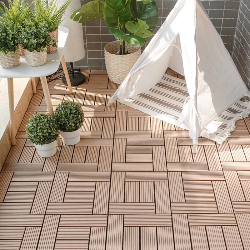 Tercel 300*300*20mm Installation Easily DIY Vinyl Deck Tiles WPC Click Patio Tiles Wood Look Interlocking Decking Tiles