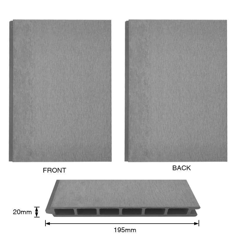 Tercel 195*20mm WPC Fence Wood Plastic Light Grey Wood Plastic Composite Fence Panels