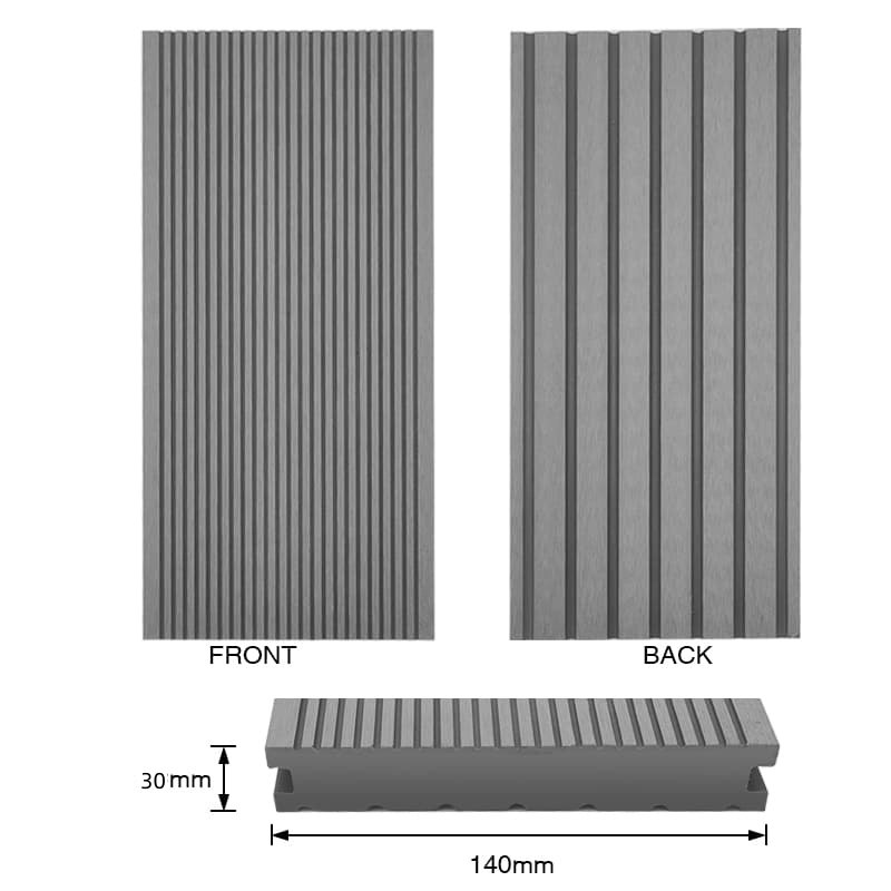 Tercel 140*30 mm Colorful Fire-proof WPC Solid Plastic Interlocking patio Decking Boards