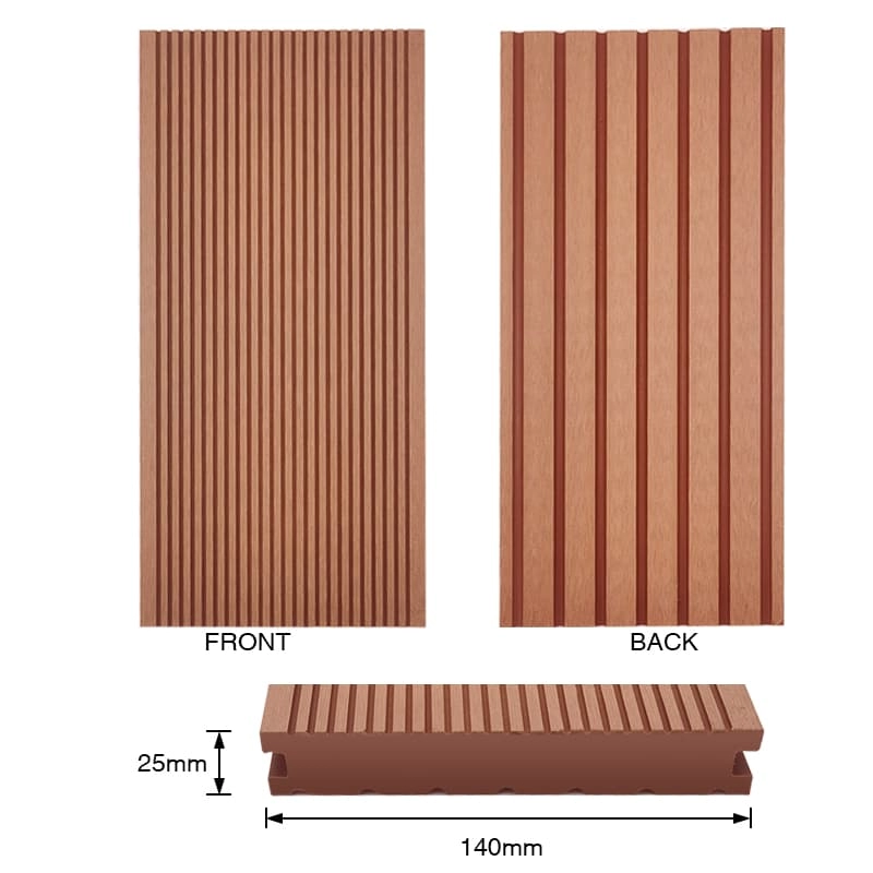 Tercel 140*25 mm Waterproof Moisture-proof WPC Stripe Composite Deck Floor WPC Solid Outdoor Boards over Wood Deck