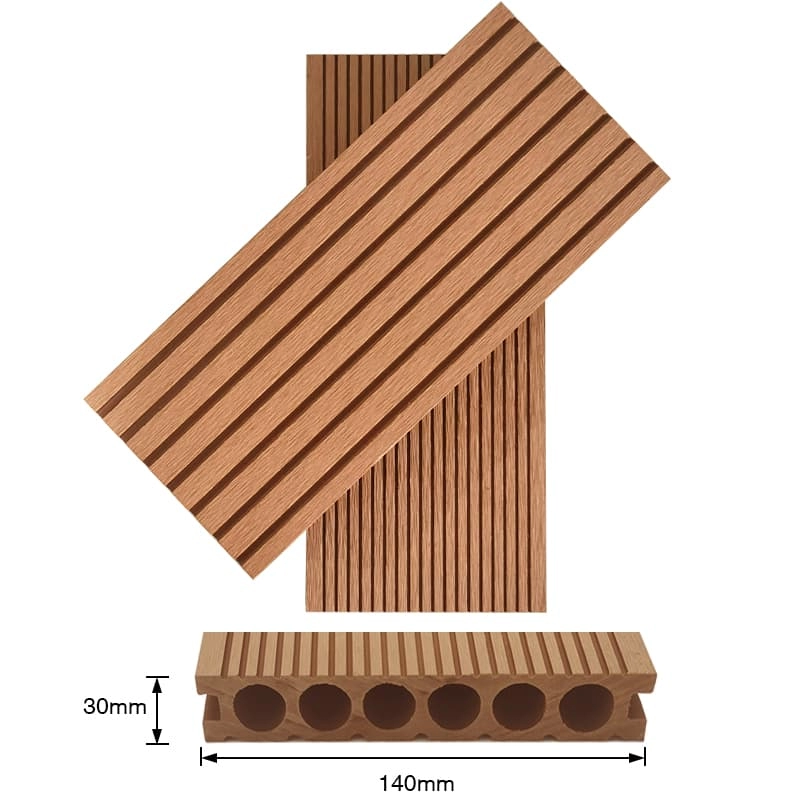 Tercel 140*30 mm Recyclable Eco-friendly Teak WPC Composite Deck Board Tiles