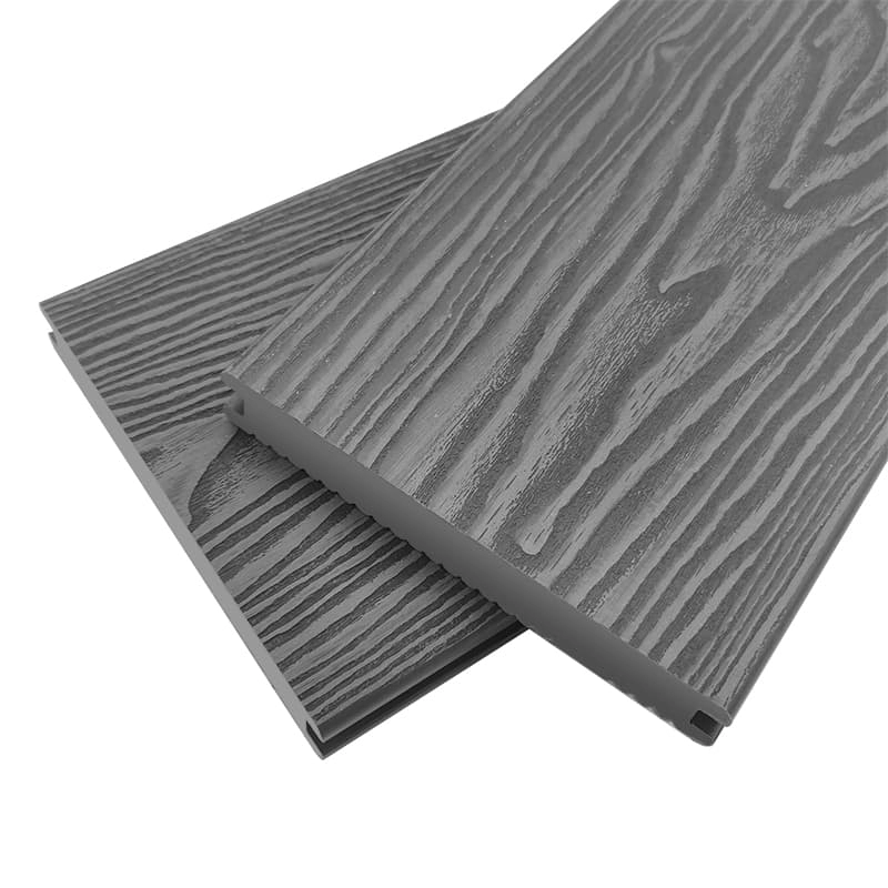 Tercel 140*25mm Grey Solid WPC Exterior Floor DeckING Waterproofing 3D Embossing WPC Decking Boards