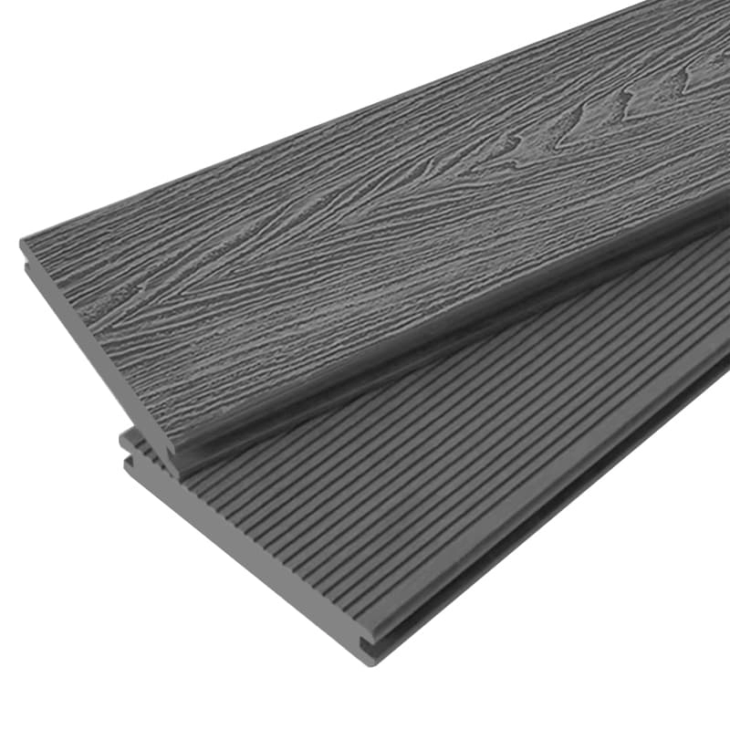Tercel 140*25mm Non-slip WPC Boards for Pool Deck Dark Grey 3D Wood Grain Solid Decking Floor