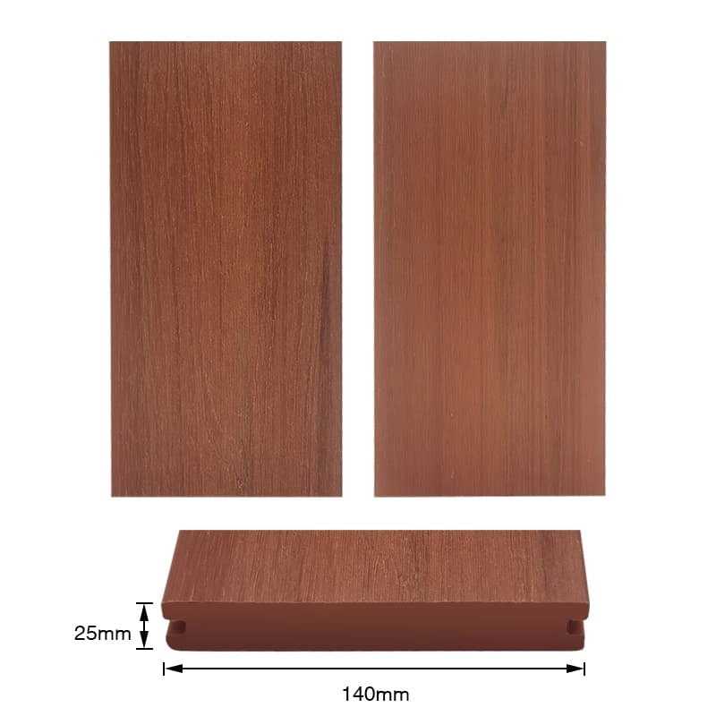 Tercel 140*25mm No Painting High Density Co-extrusion Solid Mahogany Color WPC Long Lasting Decking Boards