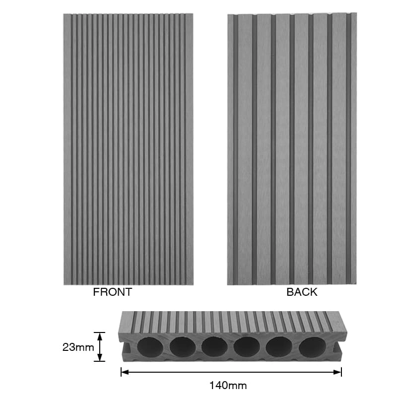 Tercel 140*23mm Waterproof Moisture-proof Grey 0.3 WPC Best Interlocking Patio Decking Boards