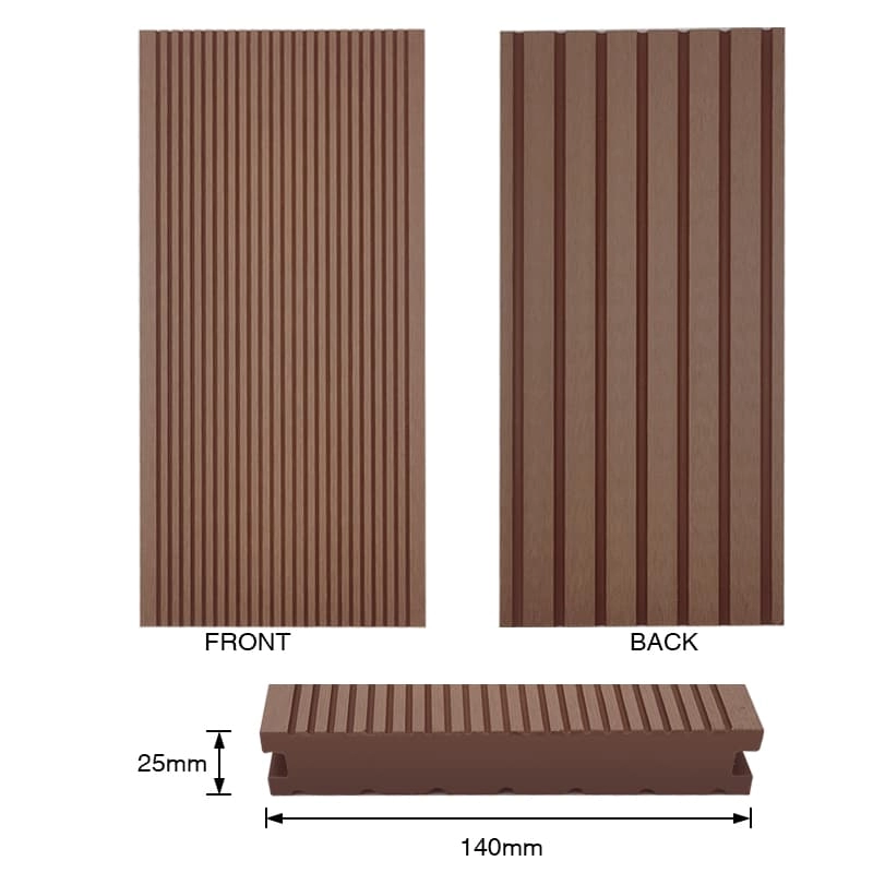 Tercel 140*25 mm No need for a Second Renovation Wood Plastic Composite Solid Decking Board Wood Decking over Grass