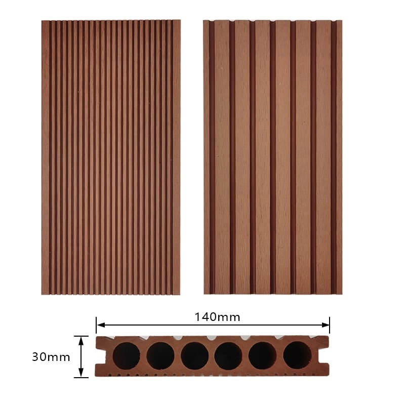 Tercel 140x30mm Eco-friendly Non-cracking Wood Plastic Composite Decking 3.6/ 4.8 Composite Decking Board