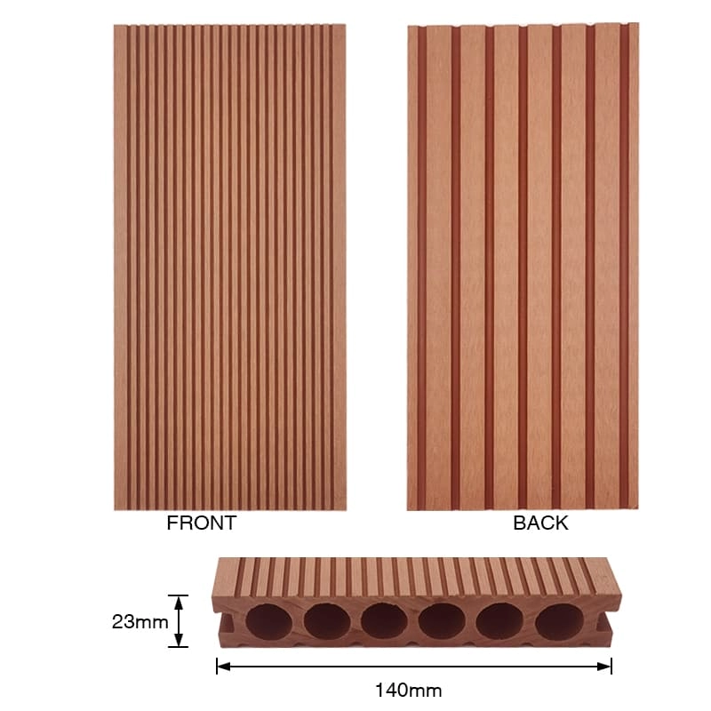 Tercel 140*23mm Moisture-proof Waterproof WPC Decking Boards Easy Click Wooden Deck Tiles