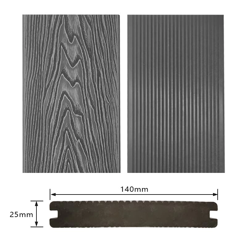 Tercel 140*25mm Eco-friendly 3D Solid Composite Decking Board Bunnings WPC Deck Floors